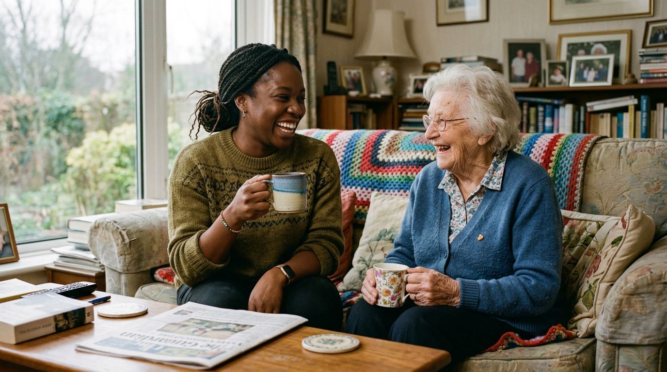 Elderly person being cared for with compassion